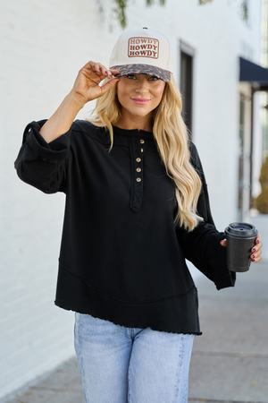 Dorie Black Oversized Henley