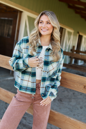 Kai Green Plaid Oversized Shacket