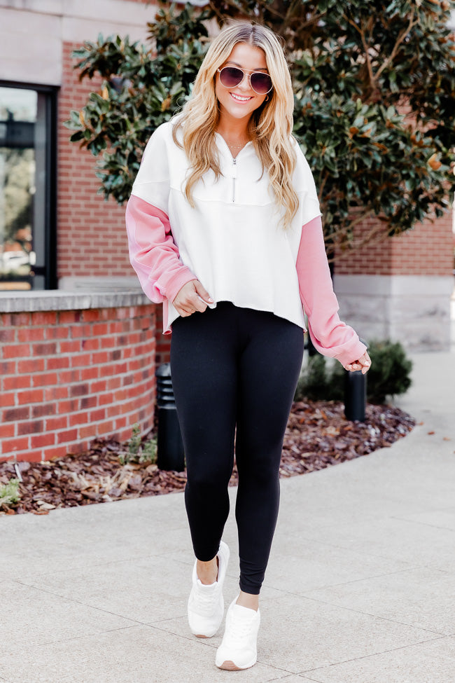Jump Right In Pink Colorblock Quarter Zip Pullover FINAL SALE