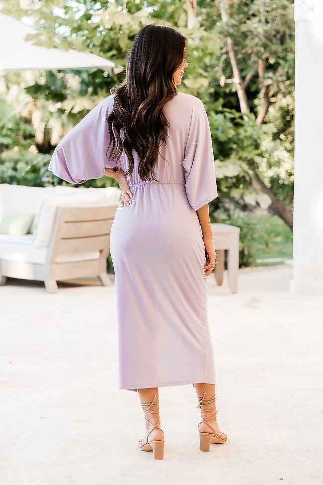 Can't Be Outdone Lavender Twist Detail Midi Dress