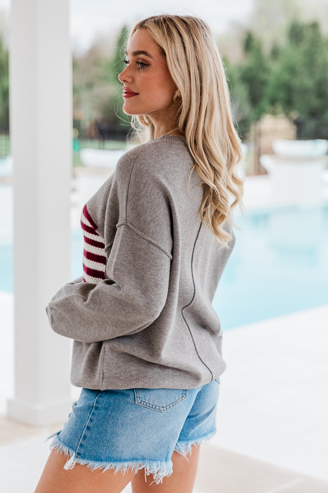 Home Of The Free Grey Textured Flag Sweater