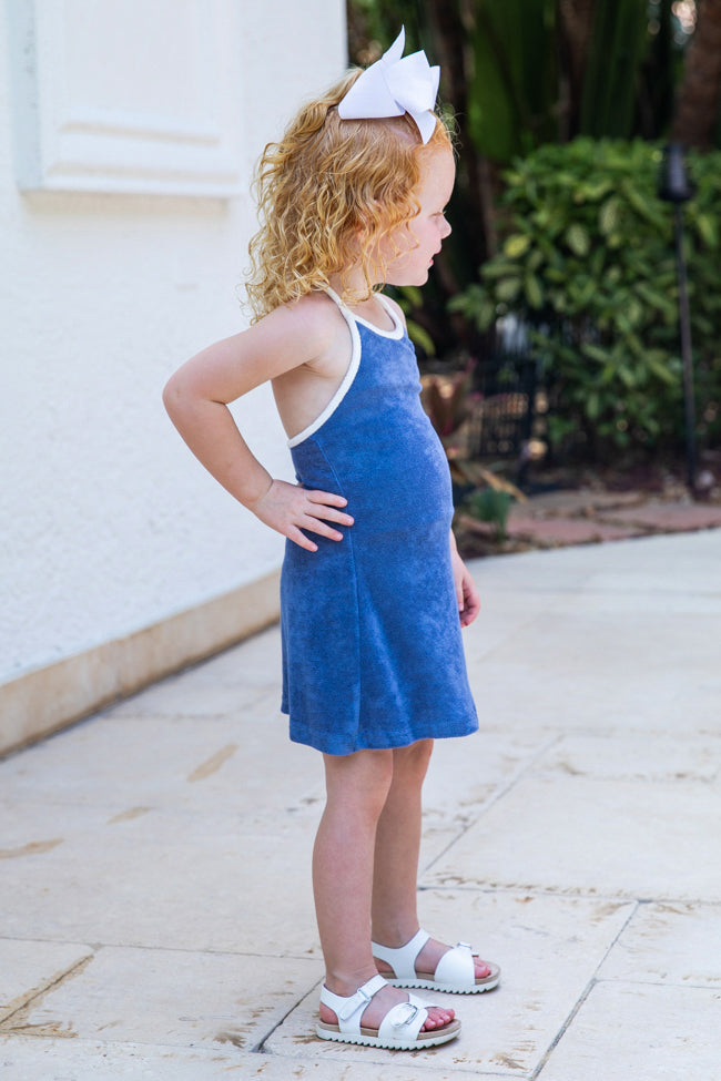 Kid's Reese Navy Terrycloth Halter Dress FINAL SALE