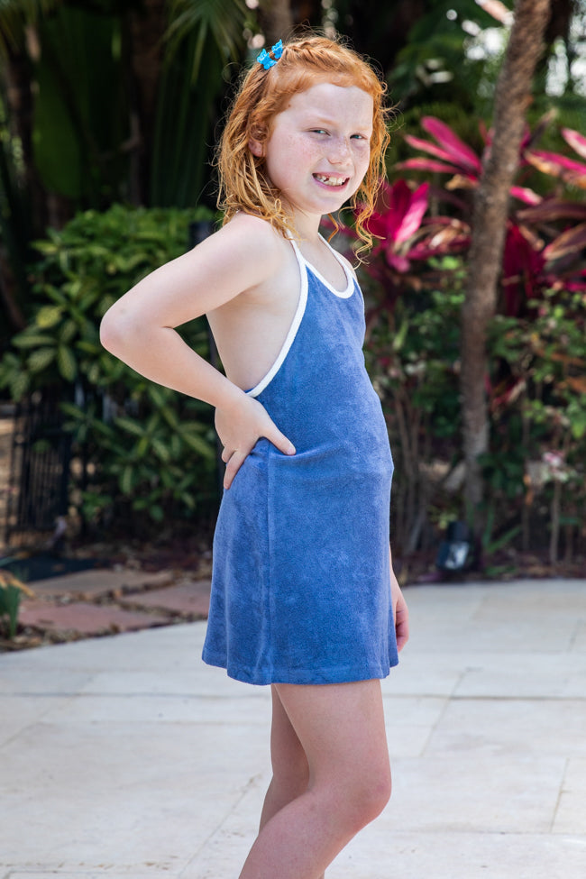 Kid's Reese Navy Terrycloth Halter Dress FINAL SALE