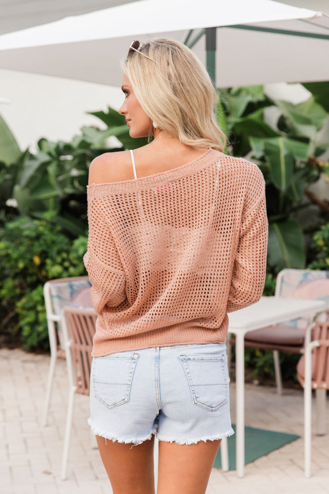 Free To Go Terracotta Pocketed Open Knit Sweater FINAL SALE