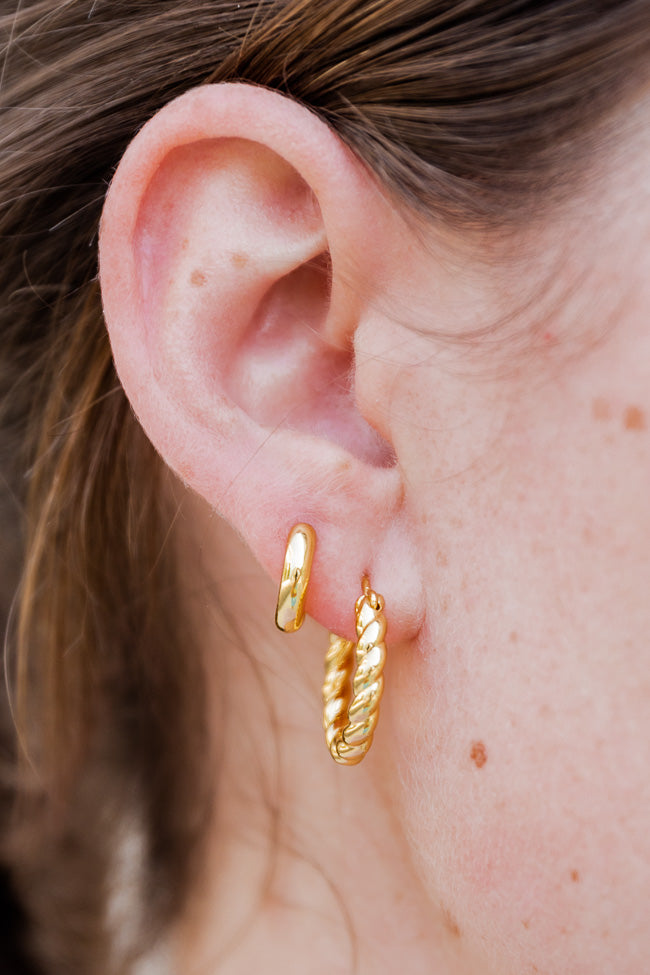 In The Sun Gold Twisted Hoop and Huggie Earring Set