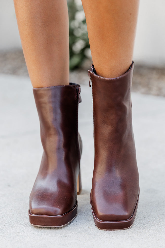 Candace Brown Square Toe Bootie