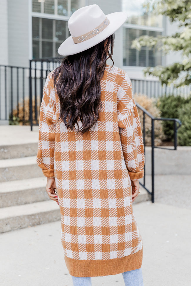 Be The First Tan Plaid Long Cardigan FINAL SALE