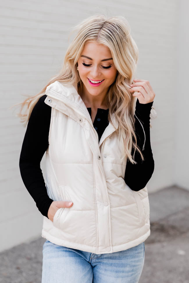 Forever With You Beige Removable Hood Puffer Vest FINAL SALE