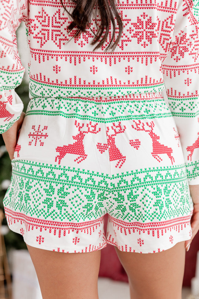 Sleigh All Day Red and Green Fair Isle Pajama Short