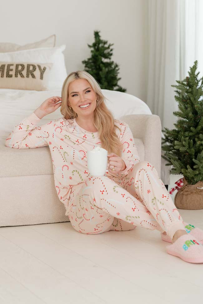 Merry All the Way Candy Canes Pajama Top FINAL SALE