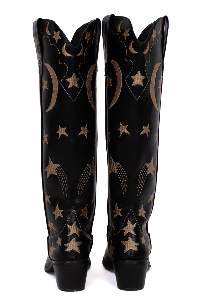 Luna Black Star and Moon Western Boot