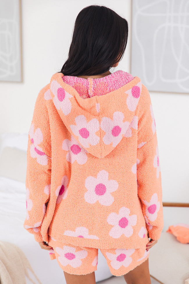 Movies and Chill Fuzzy Orange and Pink Flower Hoodie