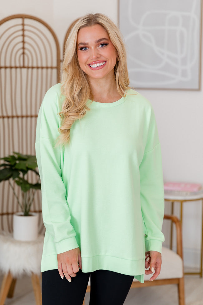 Comfortable With You Lime Oversized Waffle Top