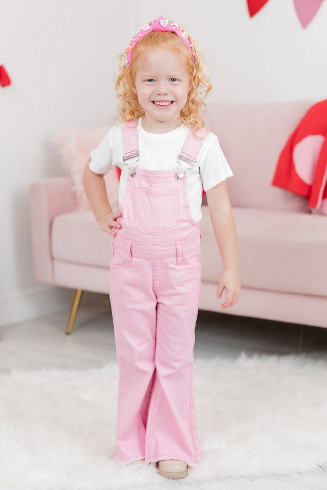 My Baby Loves Me Girls Pink Flare Overalls FINAL SALE Pink Lily