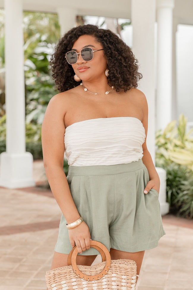 Taking Your Time Ivory Textured Strapless Knit Top
