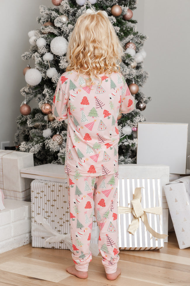 Merry All The Way Kids Pink Tree Christmas Tree Pajama Set FINAL SALE