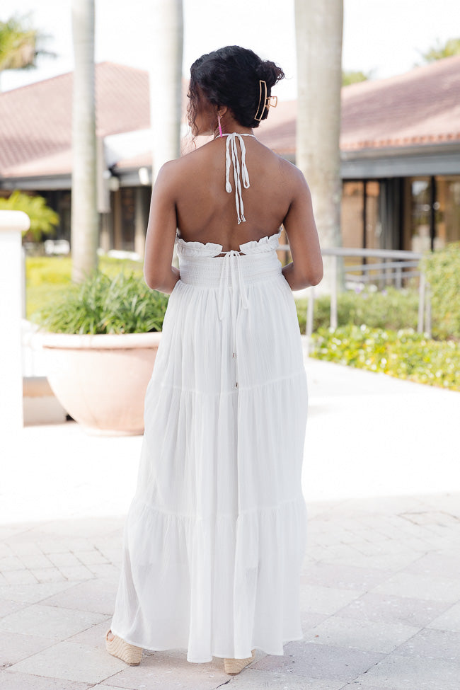 Take A Breath White Tiered Smocked Top Maxi Dress
