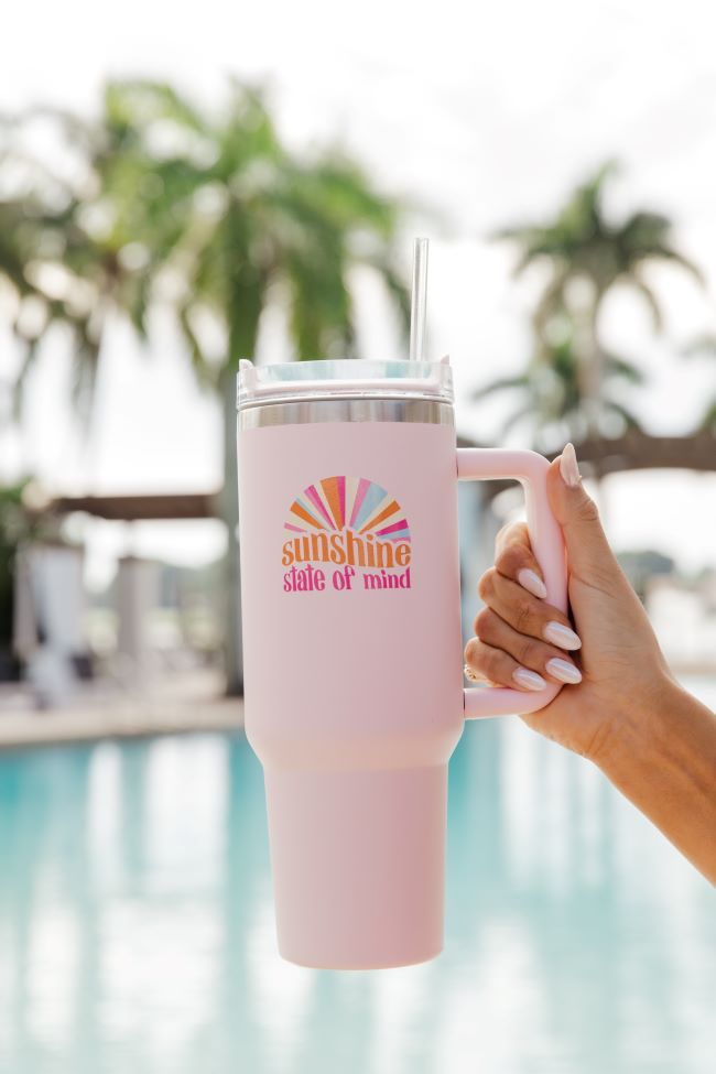 Sippin' Pretty Sunshine State Of Mind 40 oz Drink Tumbler With Lid And Straw SALE