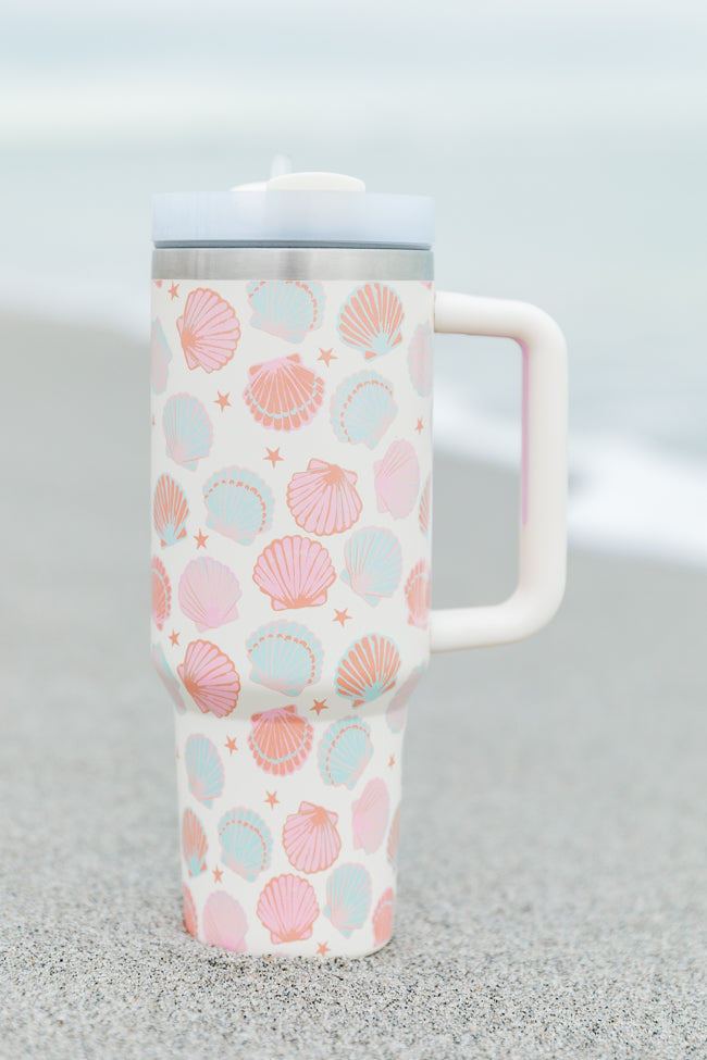 Sippin' Pretty In Shell Yeah 40 0z Drink Tumbler With Lid And Straw SALE