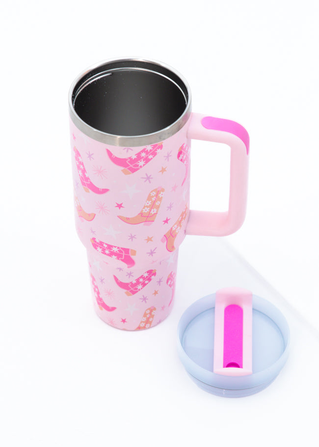 Sippin' Pretty Boots 40 0z Drink Tumbler With Lid And Straw SALE