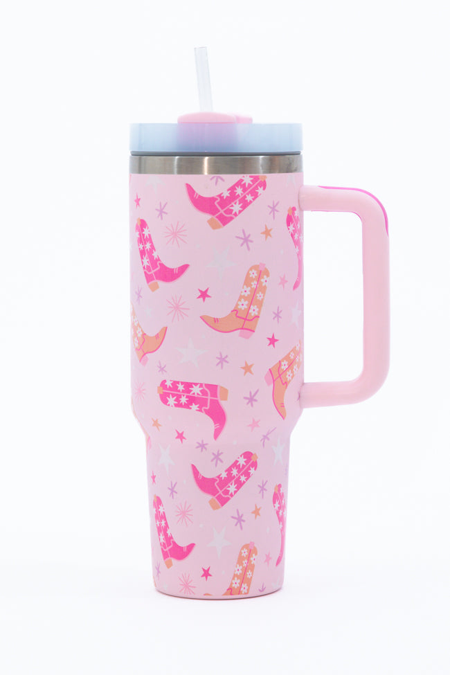 Sippin' Pretty Boots 40 0z Drink Tumbler With Lid And Straw SALE