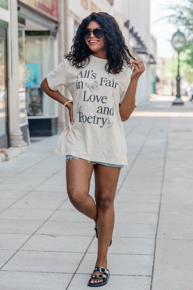 All's Fair In Love And Poetry Ivory Oversized Graphic Tee