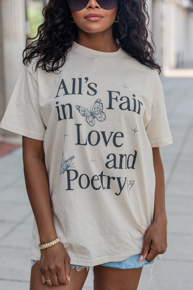 All's Fair In Love And Poetry Ivory Oversized Graphic Tee