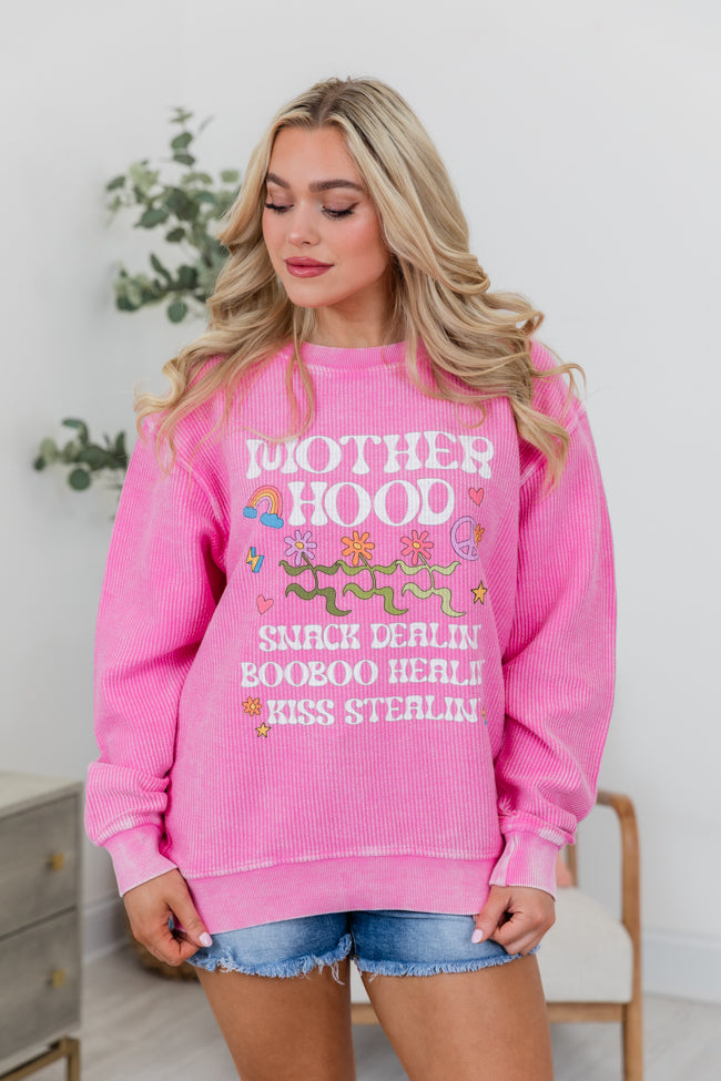 Motherhood Hot Pink Corded Graphic Sweatshirt SALE