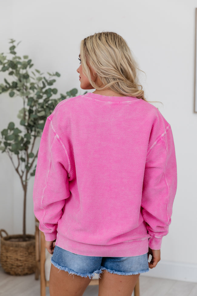 Motherhood Hot Pink Corded Graphic Sweatshirt SALE
