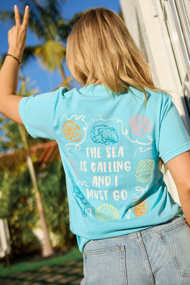 The Sea Is Calling Multi Mint Comfort Colors Graphic Tee