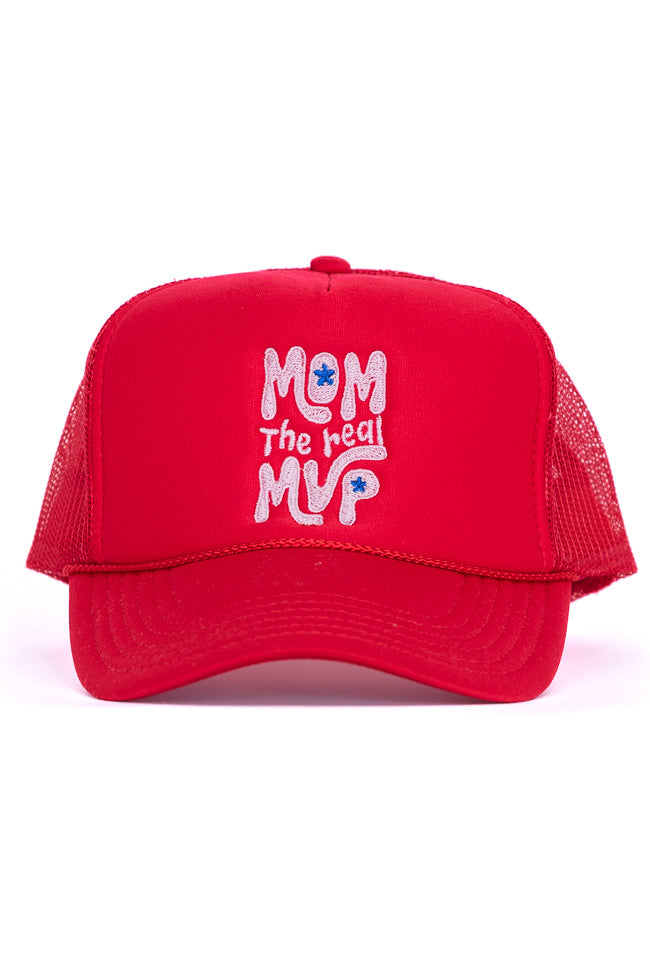 Mom The Real MVP Red Trucker Hat