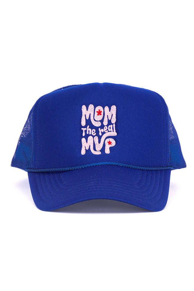 Mom The Real MVP Blue Trucker Hat