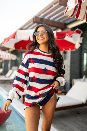 Old Glory Stars and Stripes Oversized Sweater