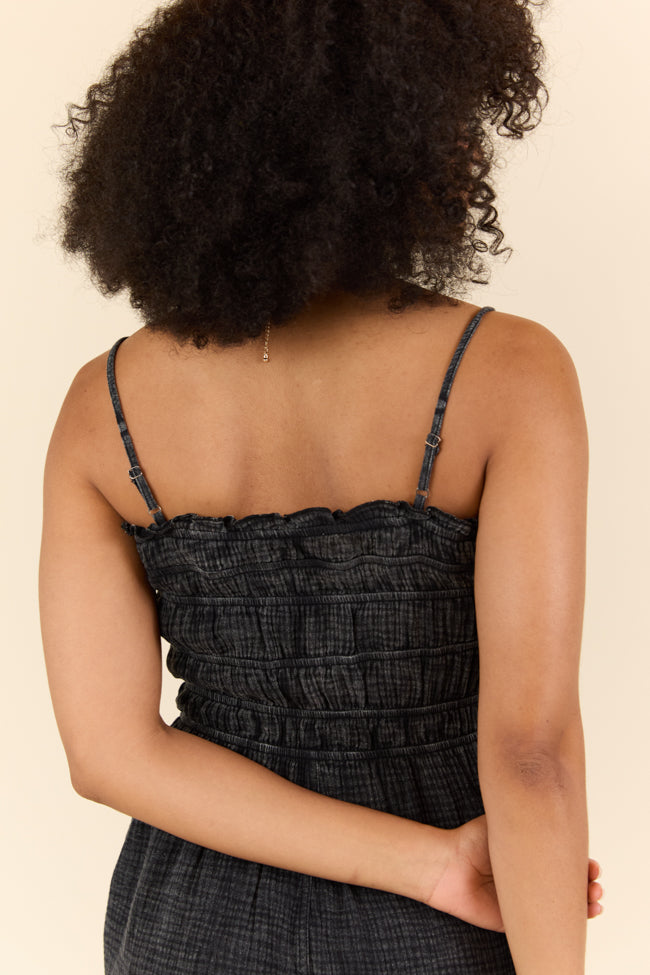 Make The Time Black Gauze Smocked Romper