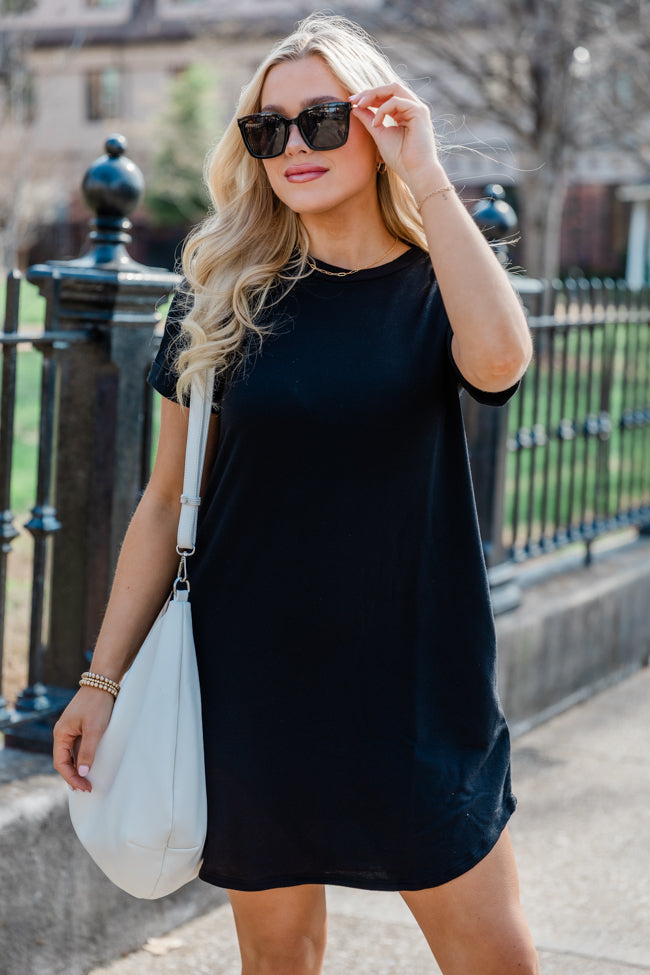 Deal With It Black Round Neck T-shirt Dress