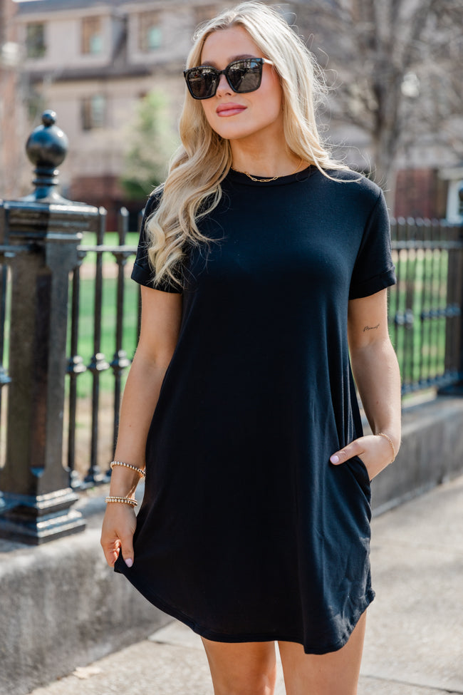 Deal With It Black Round Neck T-shirt Dress