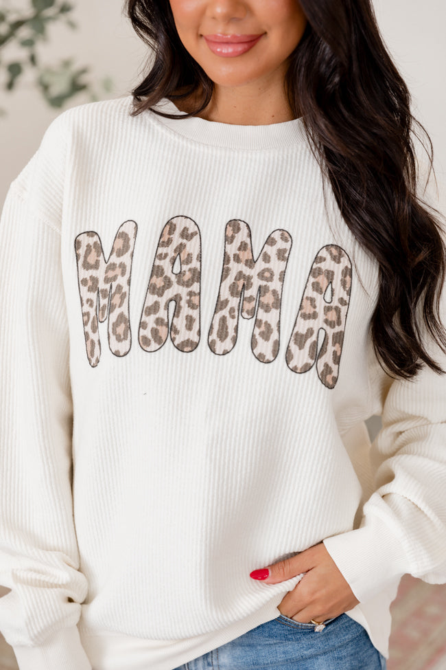 Mama Leopard Ivory Corded Graphic Sweatshirt
