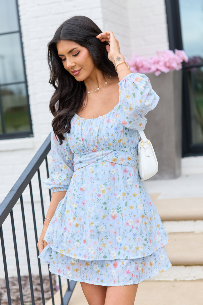 Elizabeth Blue Floral Dress XS