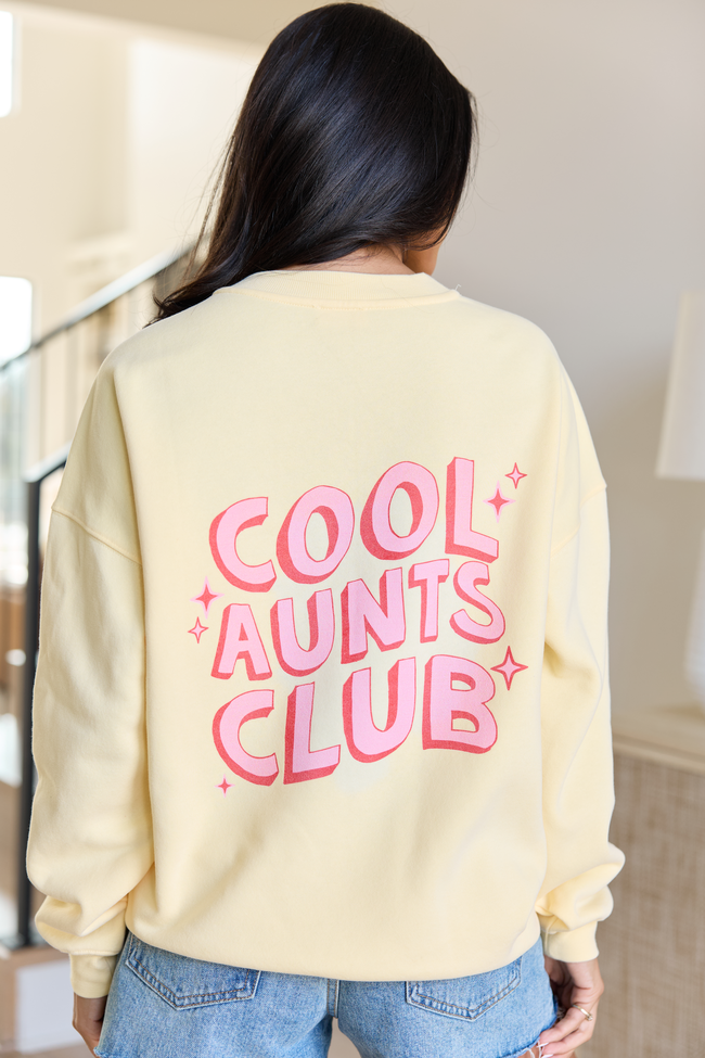 True Neutral Crew Soft Rules アヴァン・ヒップホップ Cool Aunts Club Yellow Graphic Sweatshirt