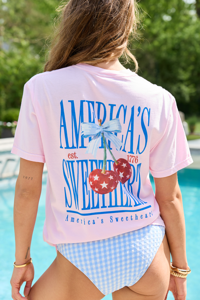America's Sweetheart Cherry Light Pink Graphic Tee SALE