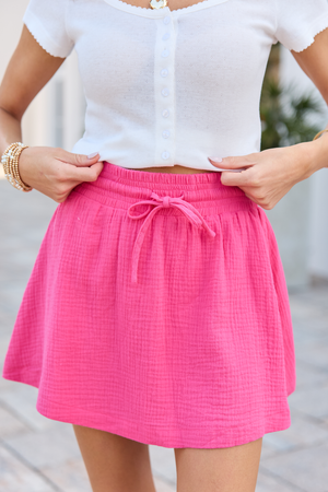 Olivia Fuchsia Gauze Pull-On Skirt