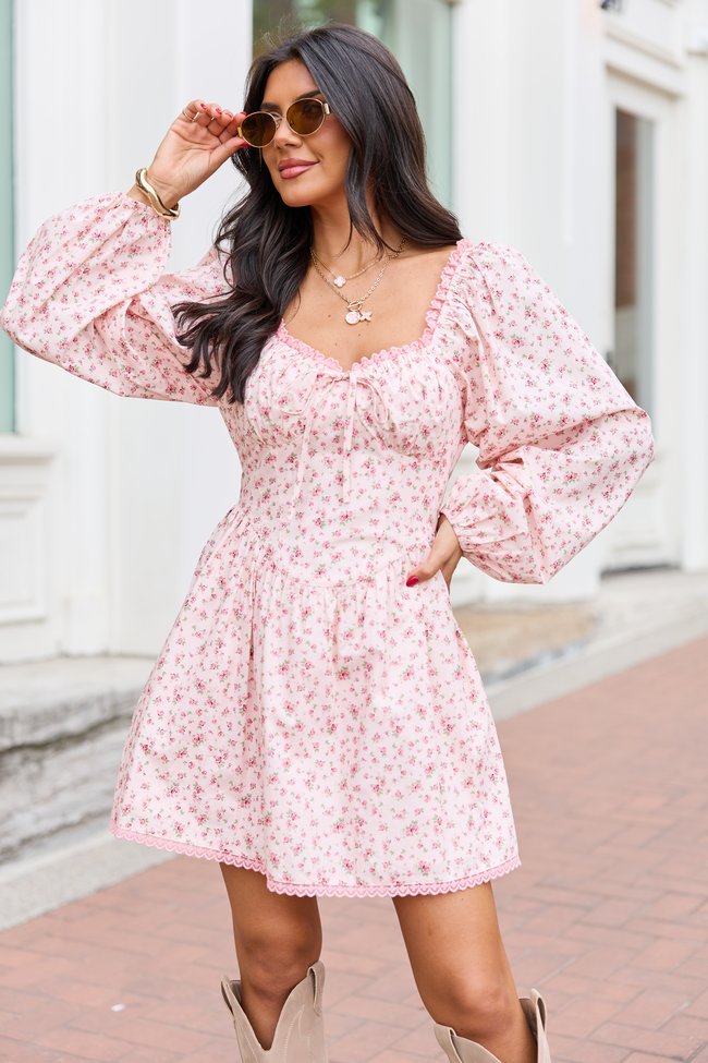 Rosemary Pink Floral Mini Dress L Rosemary Pink Floral Mini Dress L