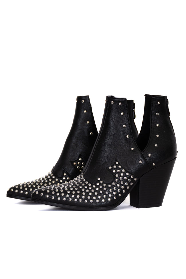 Loretta Black and Silver Studded Western Booties FINAL SALE