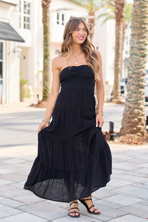 Calloway Black Strapless Maxi Dress