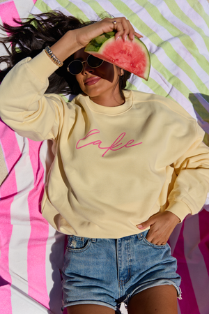 Lake Script Yellow Graphic Sweatshirt