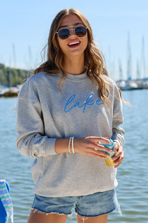 Lake Script Light Grey Graphic Sweatshirt