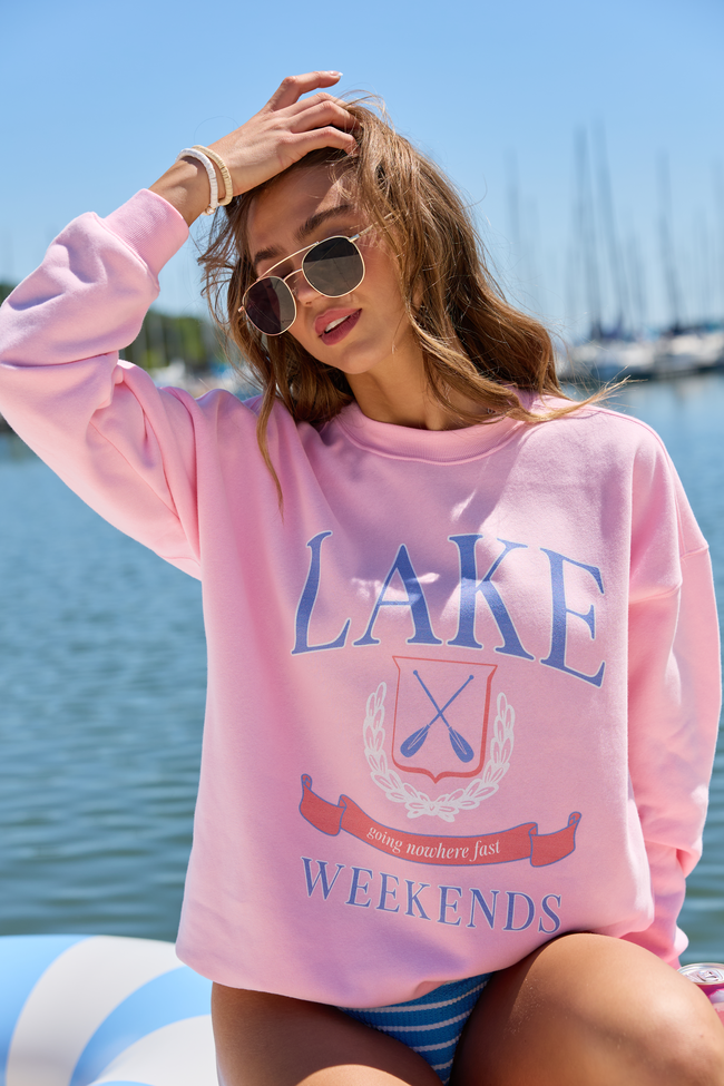 Lake Weekends Light Pink Graphic Sweatshirt