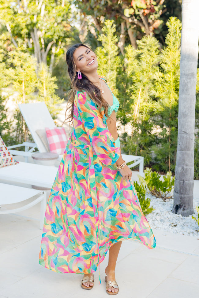 Eyes On Paradise in Kaleidoscope Dreams Belted Kimono Cover Up