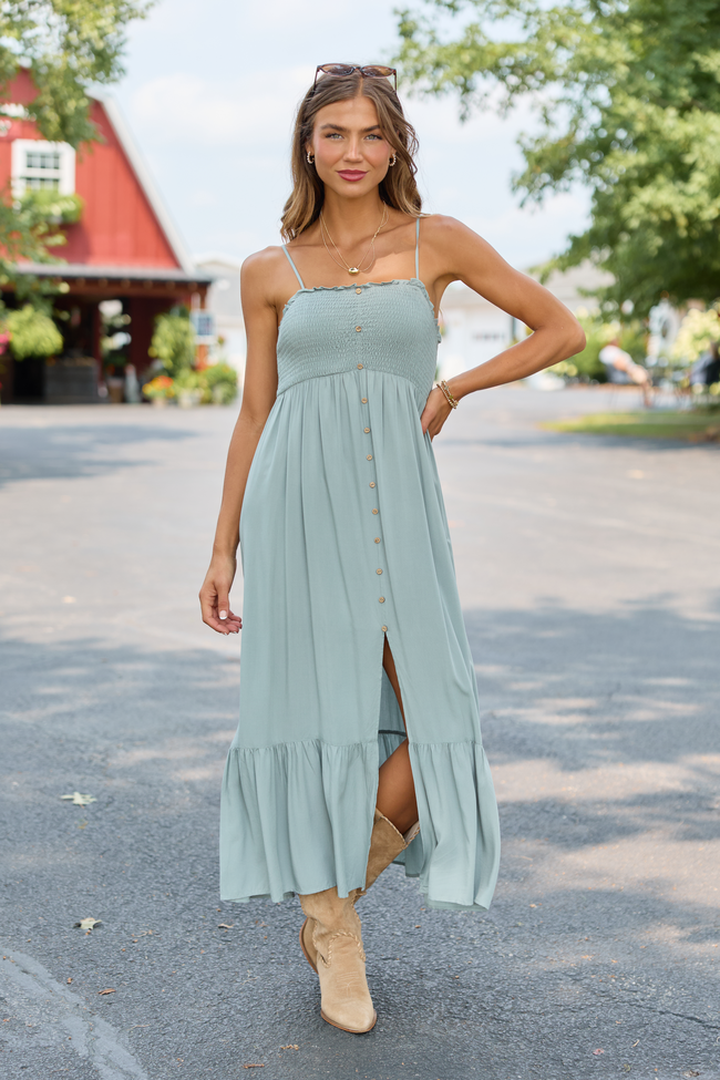 button up midi dress Blooming Beauty Solid Sage M Women's Smocked High-Neck Mini Whisper Light Button up abiyefon Product Color:EQUESTRIAN BROWN WITH CREAM LACE