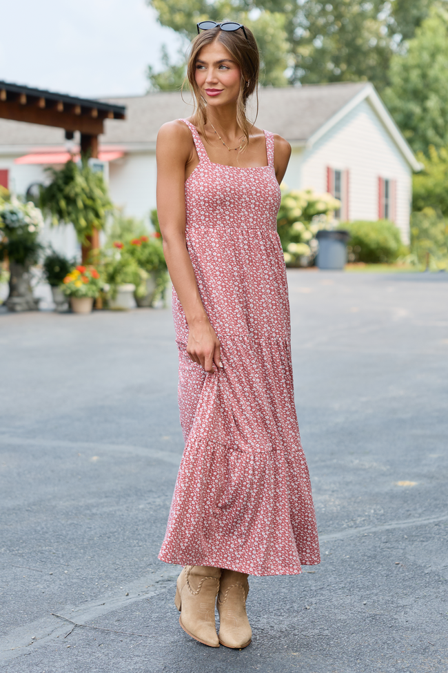 Pink Lily Time For Something Floral Knit Maxi Dress